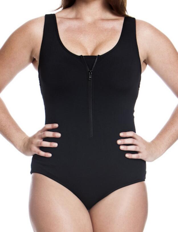 FF02L00090 Funkita Ladies Still Black Zip Front One Piece Swimsuit - FF02L00090 Still Black