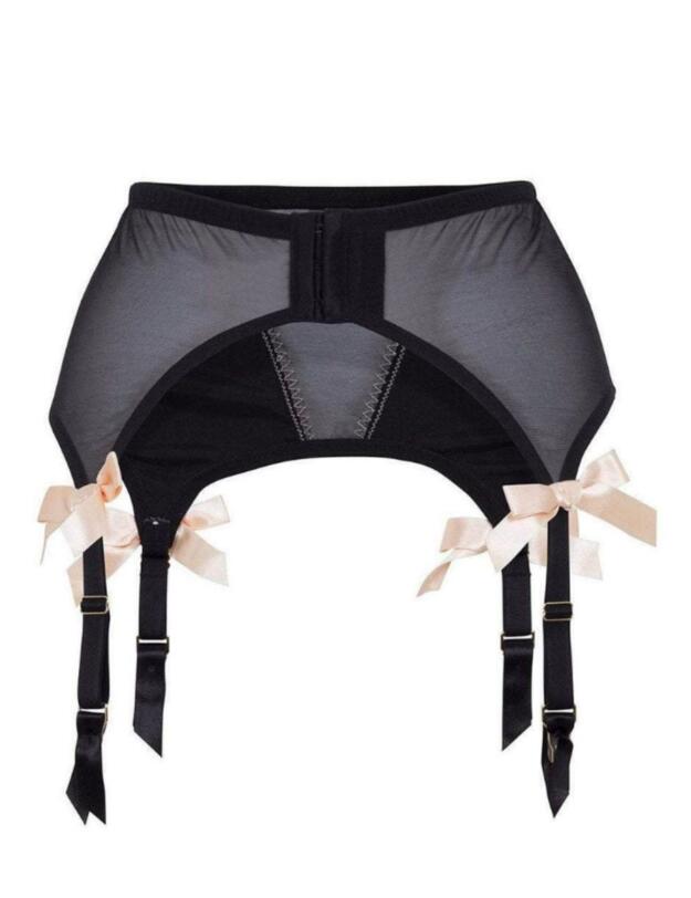 BP035BP Playful Promises Bettie Page 4 Strap Suspender Belt - BP035BP Black/Peach