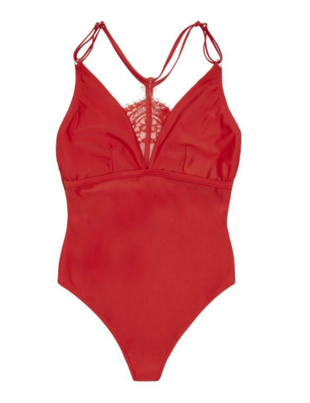 PPHG004 Playful Promises Hunter McGrady Red Lace Detail Swimsuit - PPHG004 Red