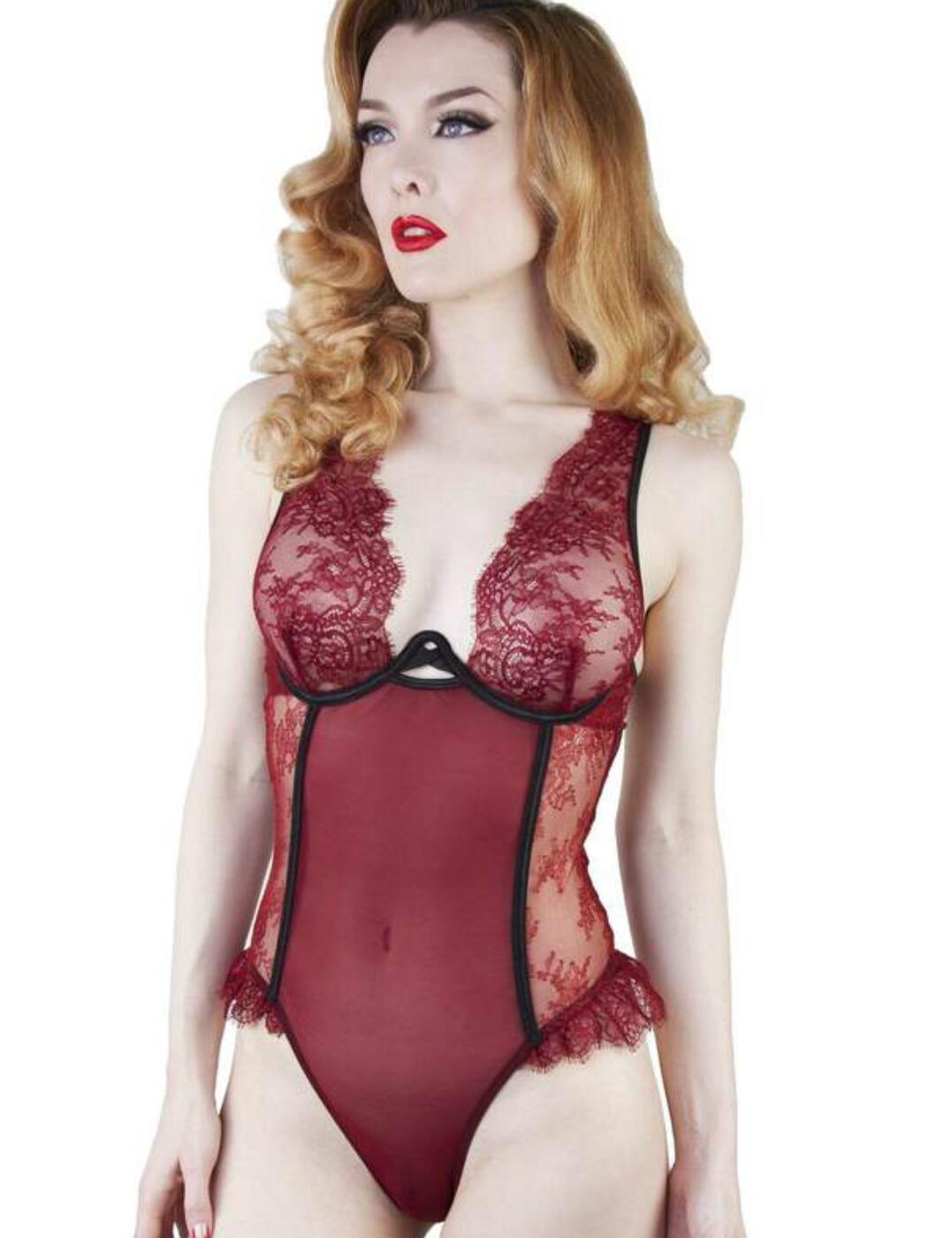 PP3052 Playful Promises Zoe High Apex Lace Body - PP3052 Wine