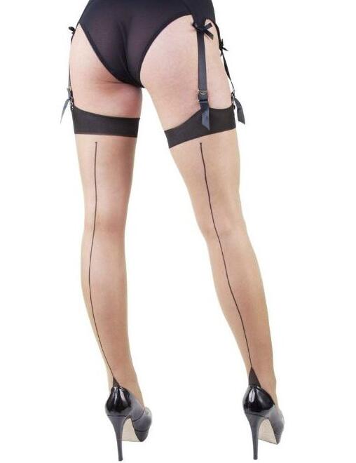PPsheerCB Playful Promises Sheer Seamed Stockings - PPSheerCB Black/Champagne
