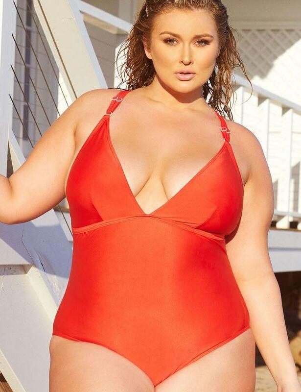 PPHG004 Playful Promises Hunter McGrady Red Lace Detail Swimsuit - PPHG004 Red