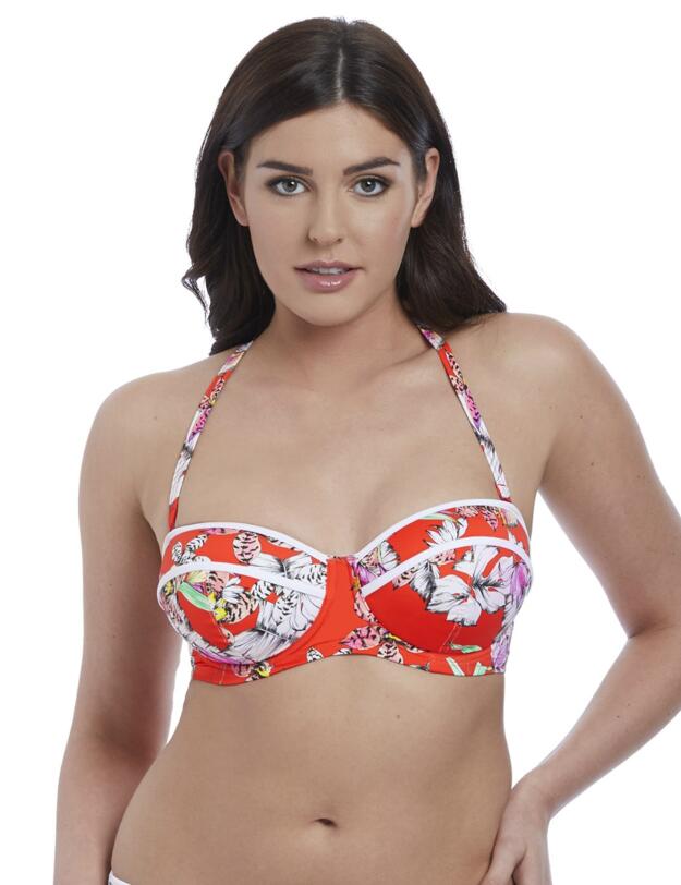 5880 Freya Swim Wild Flower Bandeau Bikini Top - 5880 Flame