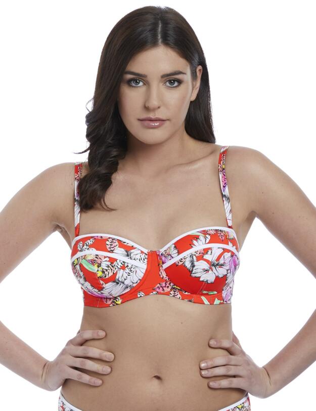 5880 Freya Swim Wild Flower Bandeau Bikini Top - 5880 Flame