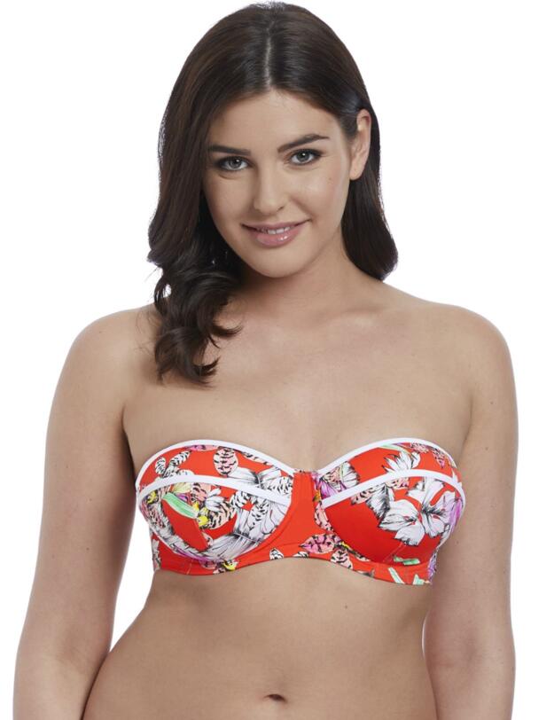 5880 Freya Swim Wild Flower Bandeau Bikini Top - 5880 Flame