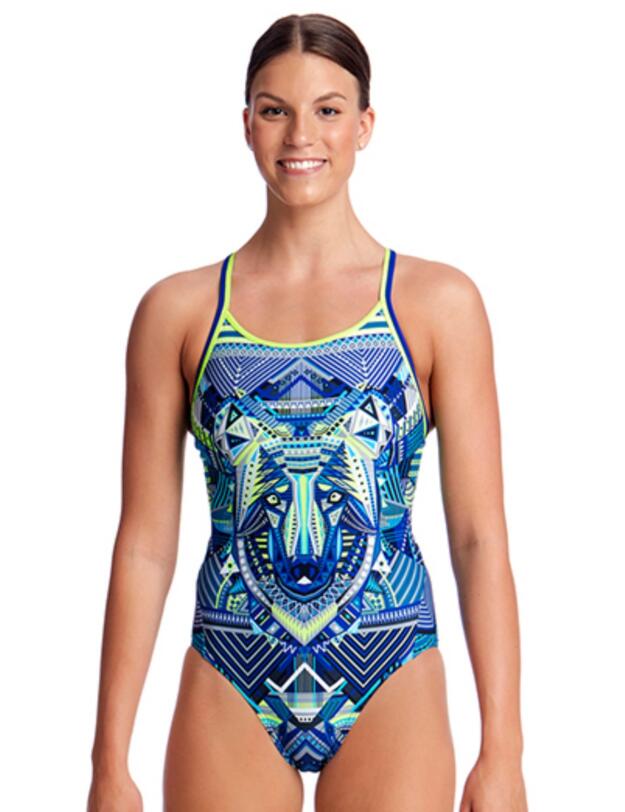 FS11L02078 Funkita Ladies Sea Wolf Diamond Back One Piece Swimsuit - FS11L02078 Sea Wolf