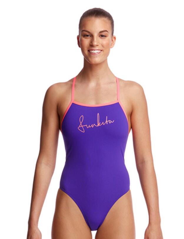 FKS001L02218 Funkita Ladies Purple Punch Tie Me Tight One Piece Swimsuit - FKS001L02218 Purple Punch
