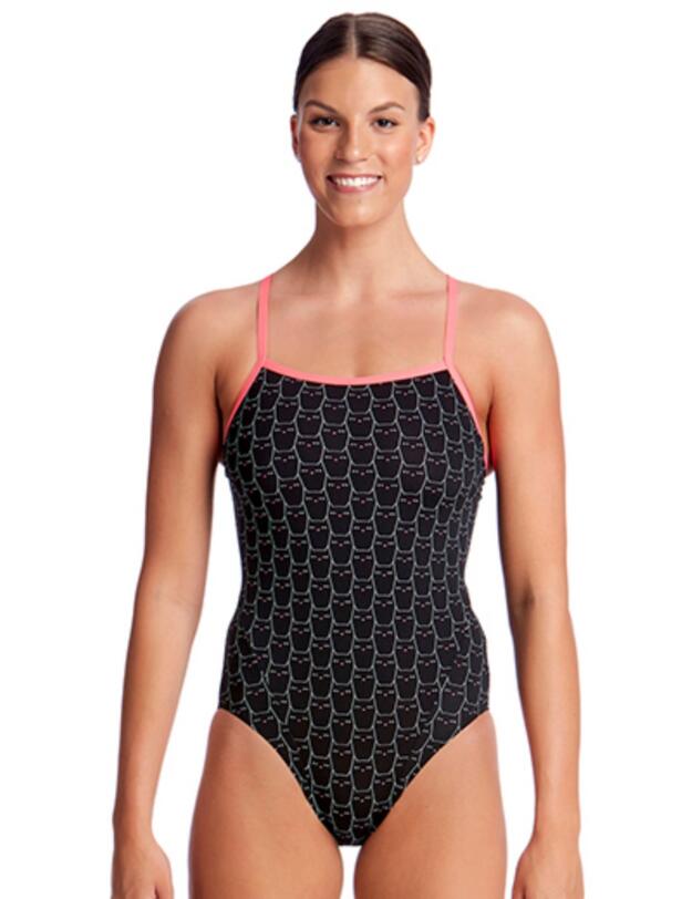 FS15L02058 Funkita Ladies Night Cat Single Strap One Piece Swimsuit - FS15L02058 Night Cat