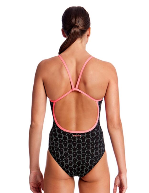 FS15L02058 Funkita Ladies Night Cat Single Strap One Piece Swimsuit - FS15L02058 Night Cat