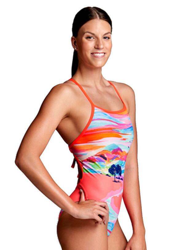 FKS001L02072 Funkita Ladies Red Centre Tie Me Tight One Piece Swimsuit - FKS001L02072 Red Centre
