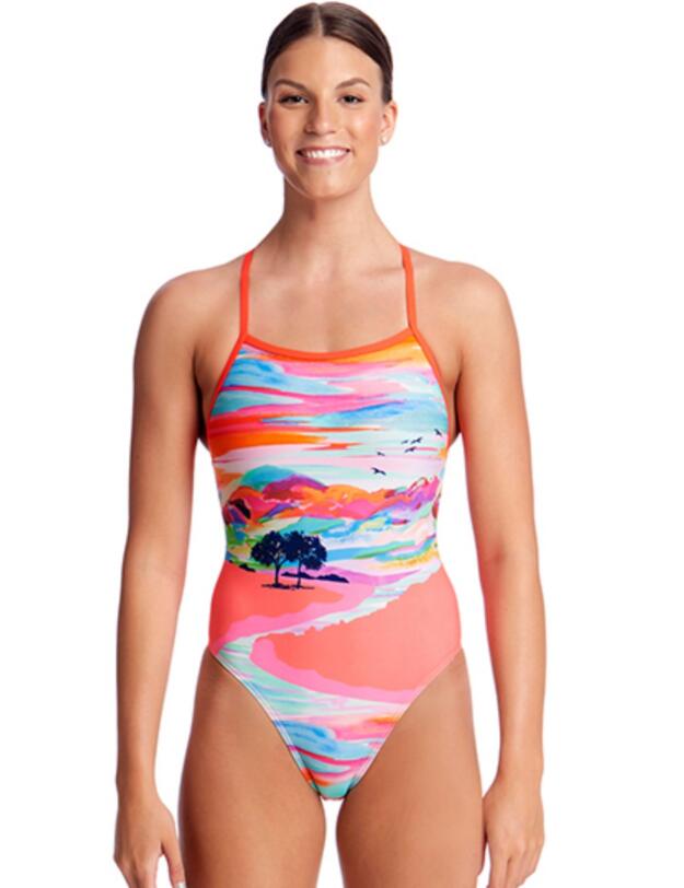 FKS001L02072 Funkita Ladies Red Centre Tie Me Tight One Piece Swimsuit - FKS001L02072 Red Centre