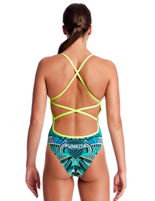 FS38L02080 Funkita Ladies Swim Wear Wolf Strapped In One Piece Swimsuit - FS38L02080 Wear Wolf