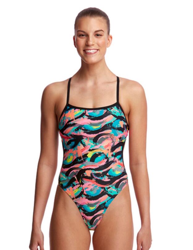 FKS004L02183 Funkita Ladies Crazy Painter Cut Away One Piece Swimsuit - FKS004L02183 Crazy Painter