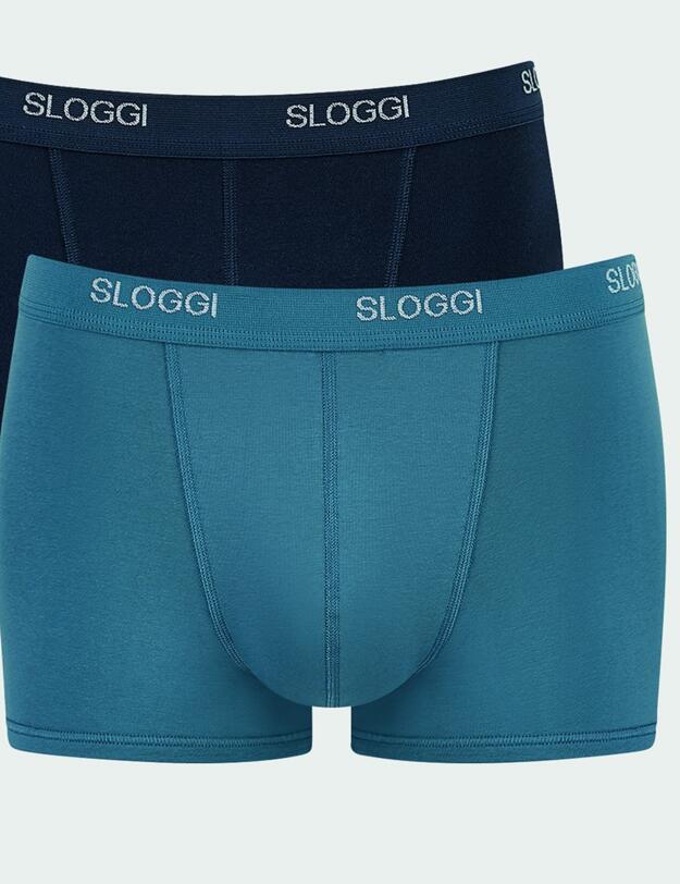 10161784 Sloggi Men Basic Classic Short 2 Pack - 10161784 Blue/Dark Combination