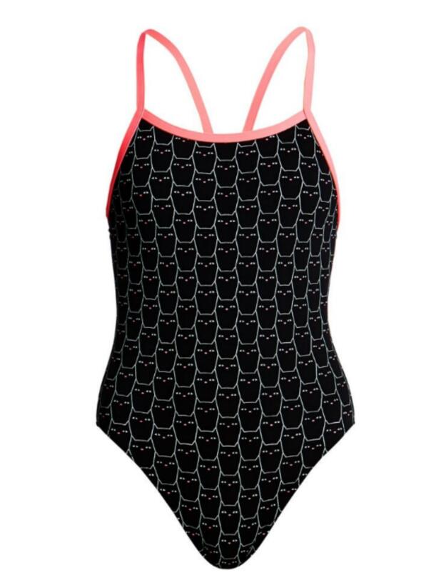 FS16G02058 Funkita Girls Night Cat Single Strap One Piece Swimsuit - FS16G02058 Night Cat