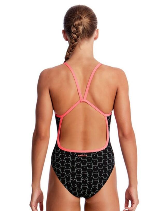 FS16G02058 Funkita Girls Night Cat Single Strap One Piece Swimsuit - FS16G02058 Night Cat