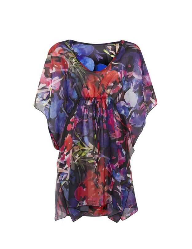 16-3062 SeaSpray Rio Chiffon Kaftan - 16-3062 Black/Multi