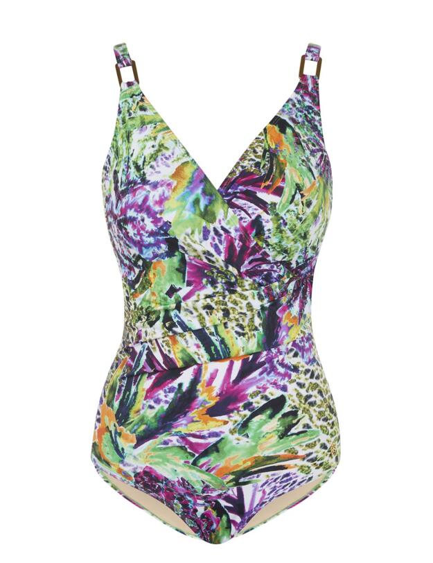 20-2184 SeaSpray Amazonite Classic Draped Swimsuit - 20-2184 Multi