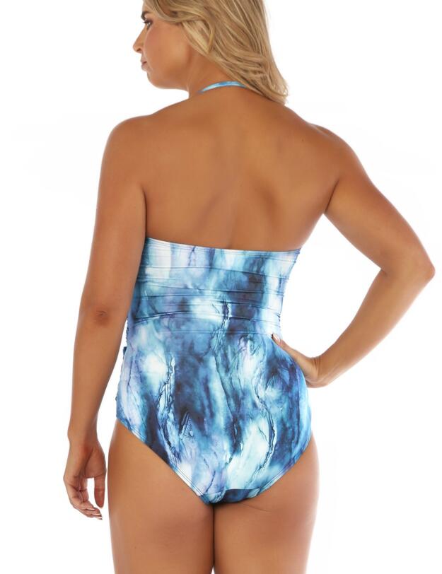21-2163 SeaSpray Aura Double Draped Buckle Bandeau Swimsuit - 21-2163 Blue