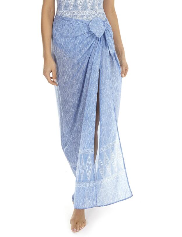 21-3006 SeaSpray Emma Diamond Border Pareo - 21-3006 Blue