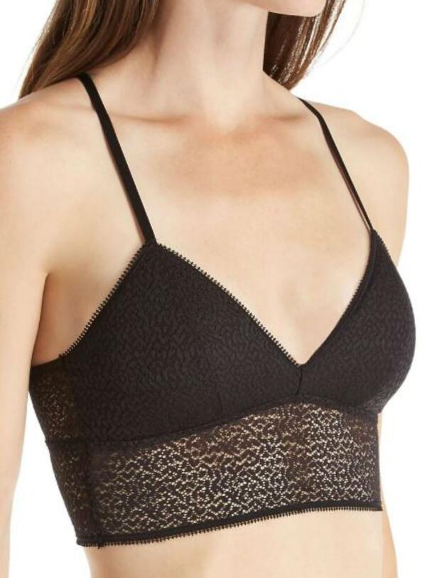 DKNY Modern Lace Longline Bralette Bra Top Black