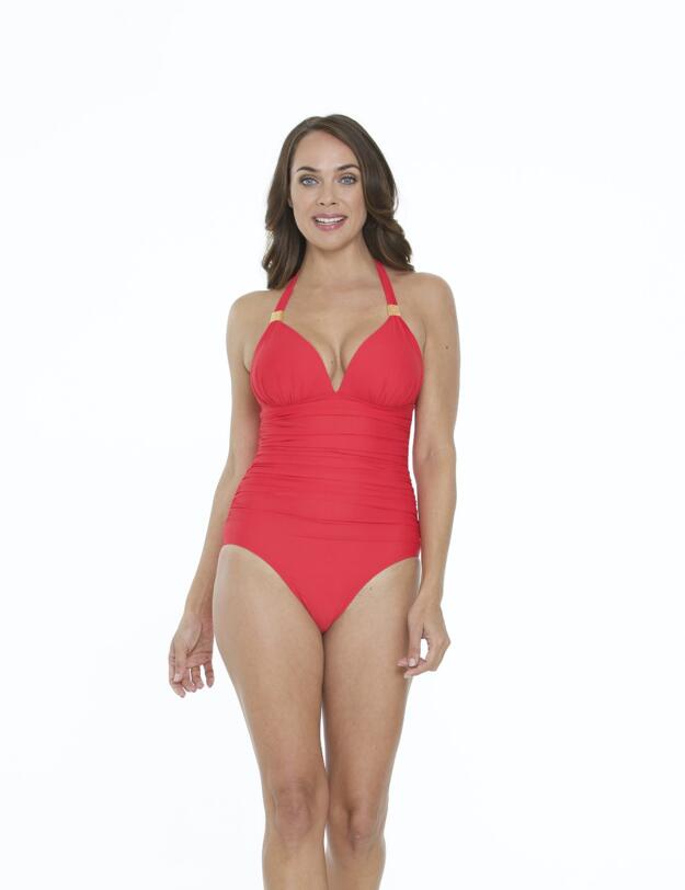SeaSpray Just Colour Plain Hourglass Swimsuit Coral