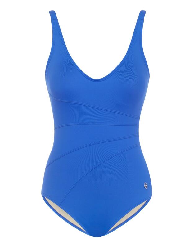 33-2086 SeaSpray Just Colour Plain Diagonal Seam Swimsuit - 33-2086 Sapphire