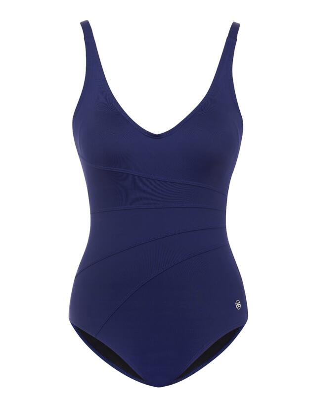 33-2086 SeaSpray Just Colour Plain Diagonal Seam Swimsuit - 33-2086 Navy