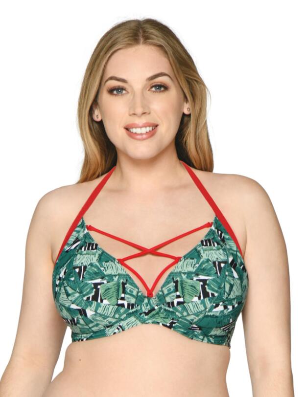 CS006305 Curvy Kate Paradise Palm Halterneck Bikini Top - CS006305 Palm Print