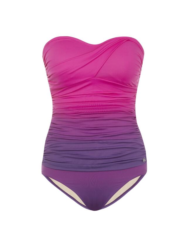 33-2063 SeaSpray Lipstick Ombre Draped Bandeau Swimsuit - 33-2063 Pink