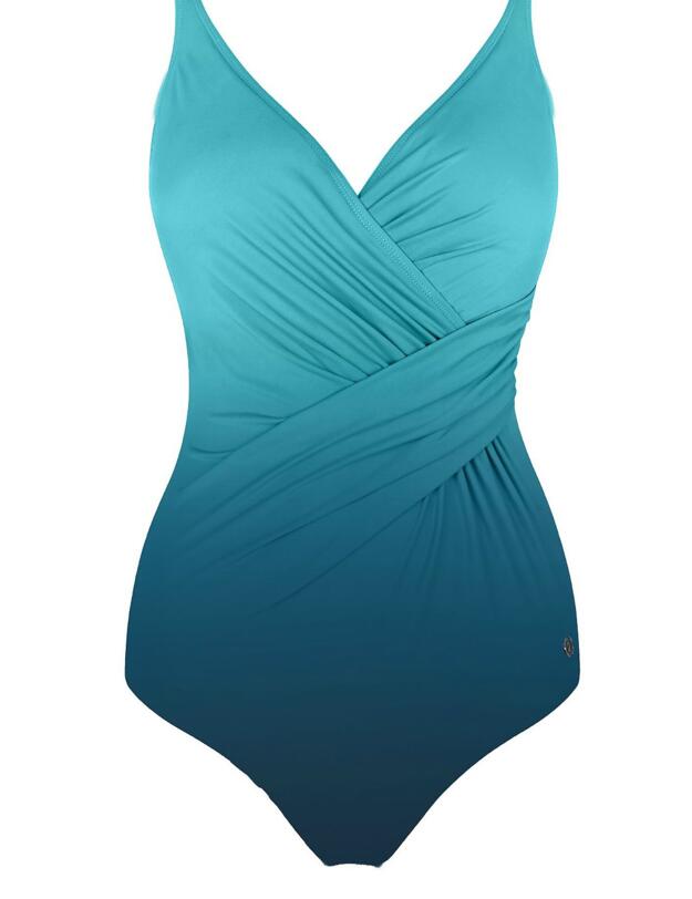 34-2184A SeaSpray Classic Draped Strapsuit Ombre Swimsuit - 34-2184A Lagoon