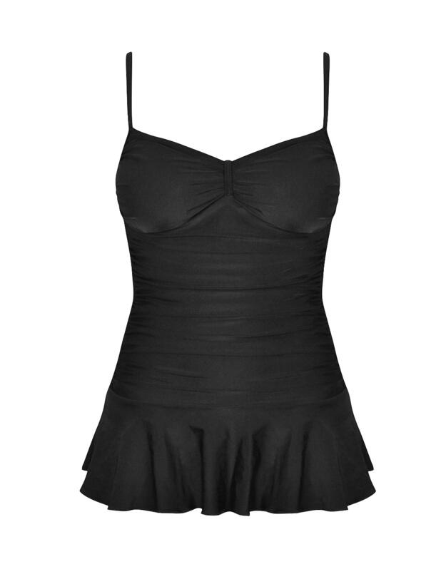 30-2149 SeaSpray Just Colour Plain Draped Swimdress - 30-2149 Black