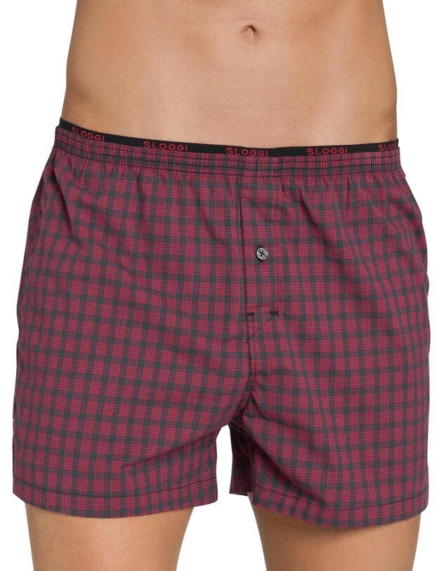 10154631 Sloggi Men Freedom Stretch Boxer Short - 10154631 Red/Dark Combination