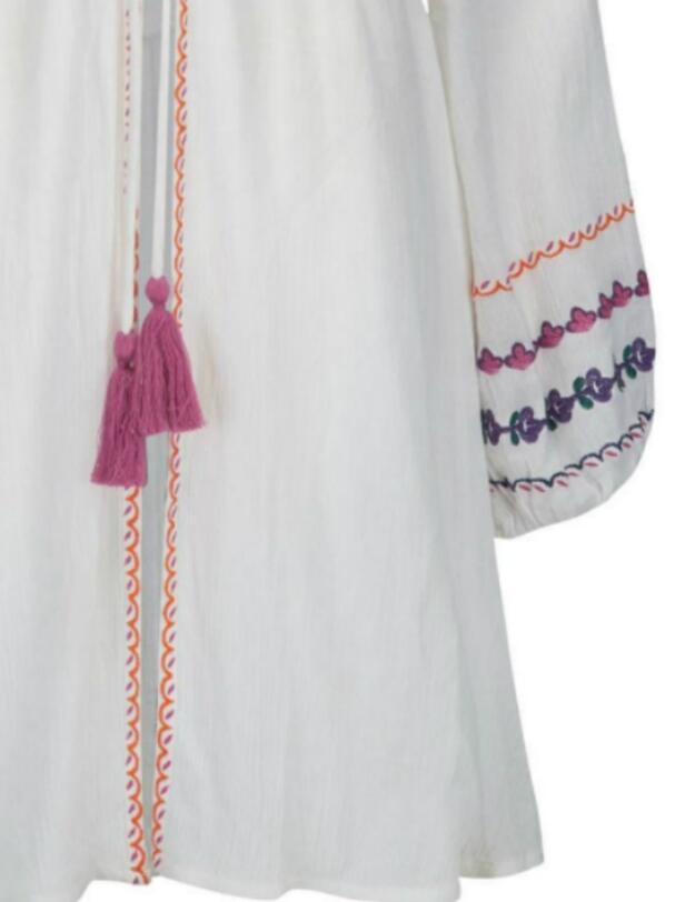 13906 Pour Moi Bohemia Tie Front Kaftan  - 13906 White