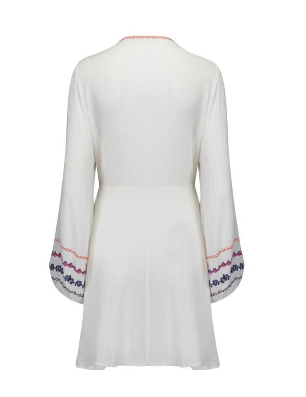 13906 Pour Moi Bohemia Tie Front Kaftan  - 13906 White