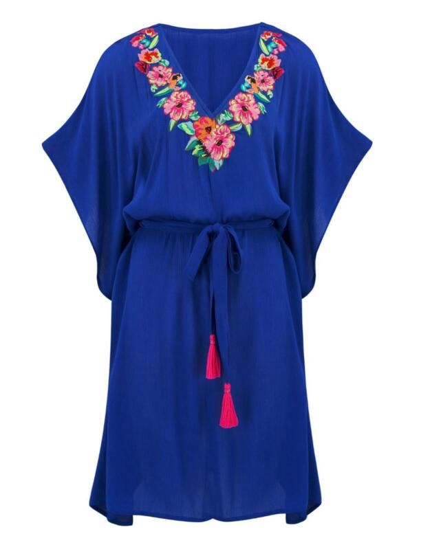 13929 Pour Moi Heatwave Embroidered Kaftan - 13929 Amalfi