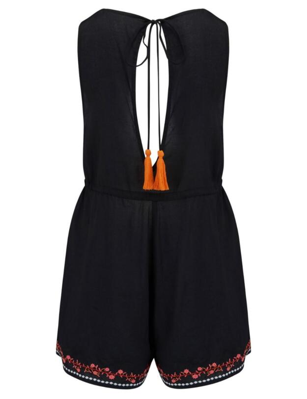 13915 Pour Moi Hot Spots Ditsy Embroidered Playsuit - 13915 Black