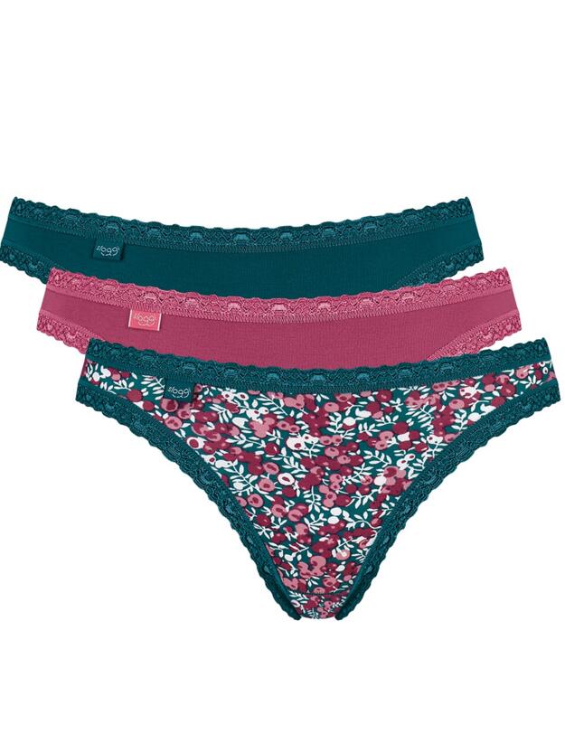 10181495 Sloggi Weekend Tanga Brief (3 Pack) - 10181495 Green/Dark Combination