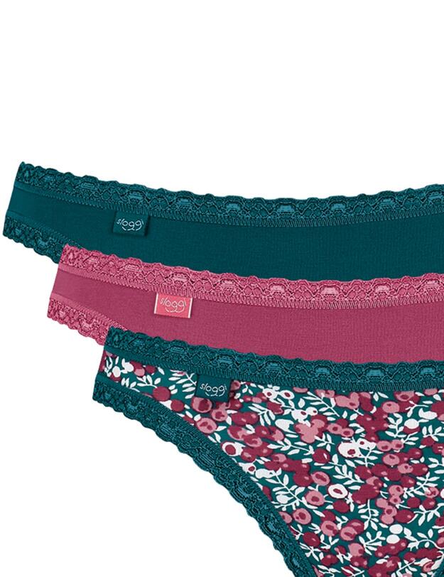 10181495 Sloggi Weekend Tanga Brief (3 Pack) - 10181495 Green/Dark Combination