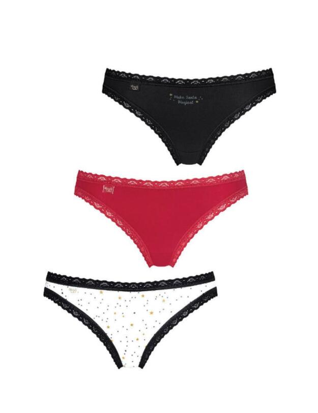 10194202 Sloggi Weekend Tanga Xmas 3 Pack Brief - 10194202 Red/Dark Combination