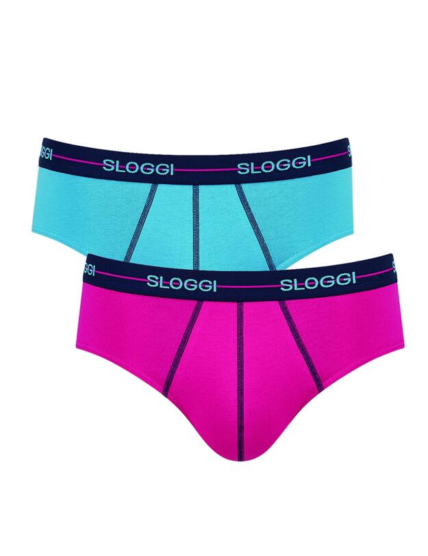 10050546 Sloggi Men Start Midi Brief 2 Pack - 10050546 Pink Light/Combination