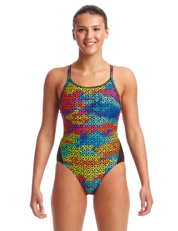 FS11L Funkita Ladies Diamond Back One Piece Swimsuit - FS11L02308 Celtic Pride