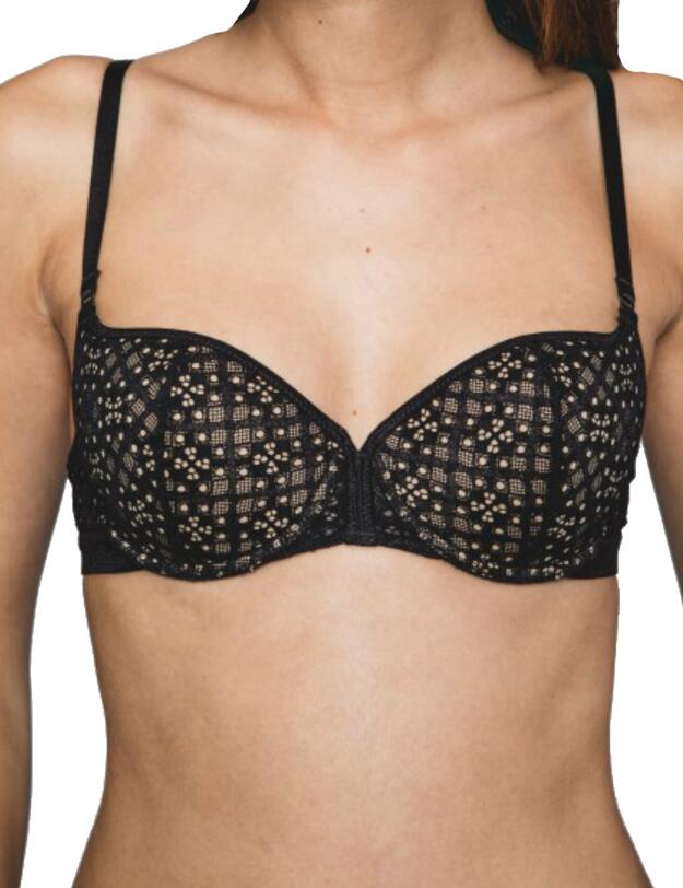 17832 Maison Lejaby Air Du Temps 1930 Padded Demi Cup Bra - 17832 Noir (Black)