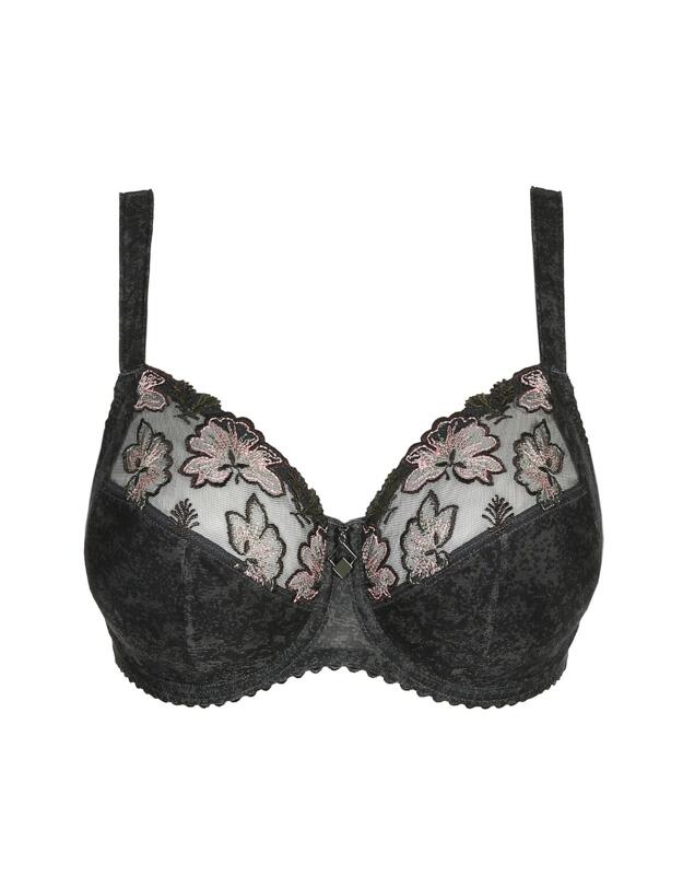 0163130/0163131 Prima Donna Wild Flower Full Cup Bra - 0163130/0163131 Night Grey