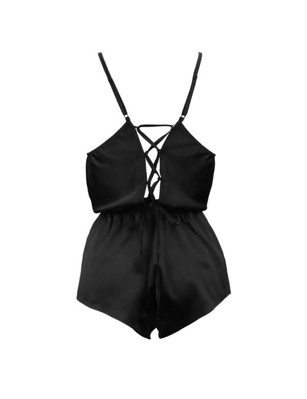 7634 Pour Moi Dusk Satin And Lace Playsuit - 7634 Black