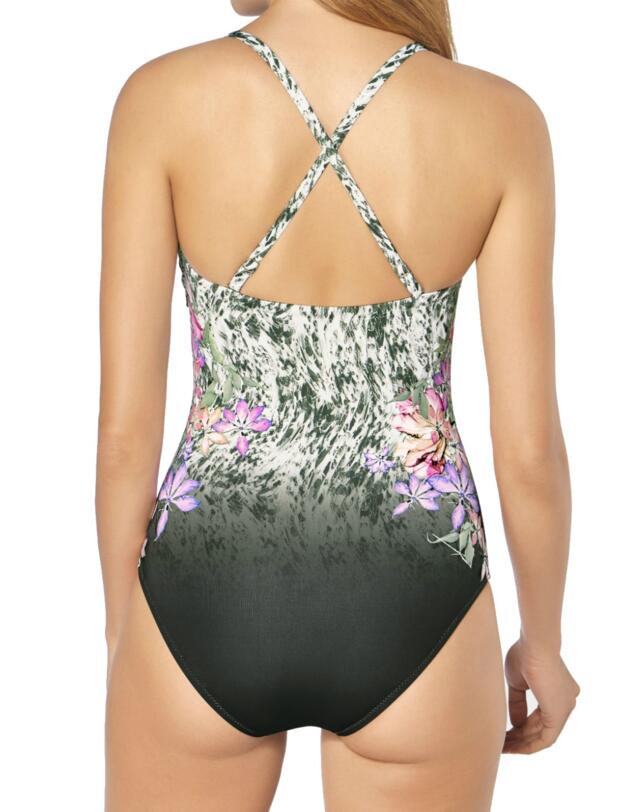 10195601 Triumph Venus Cascades Bandeau Swimsuit - 10195601 Green/Dark Combination