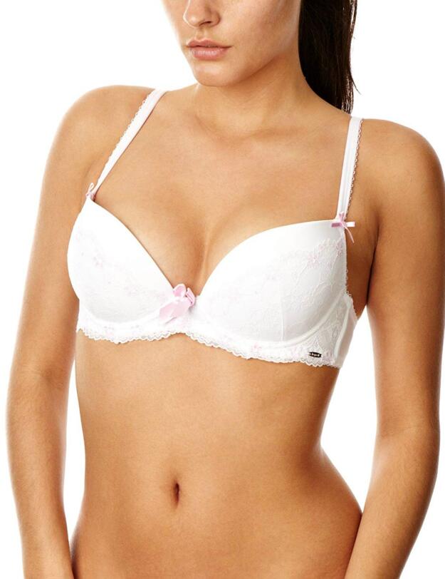 0712000 Lepel Jessica Padded Plunge Bra  - 0712000 White/Pink
