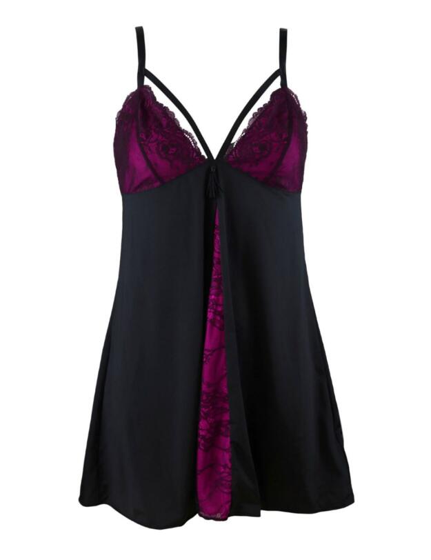 16108 Pour Moi Sensation Chemise - 16108 Black/Fuchsia