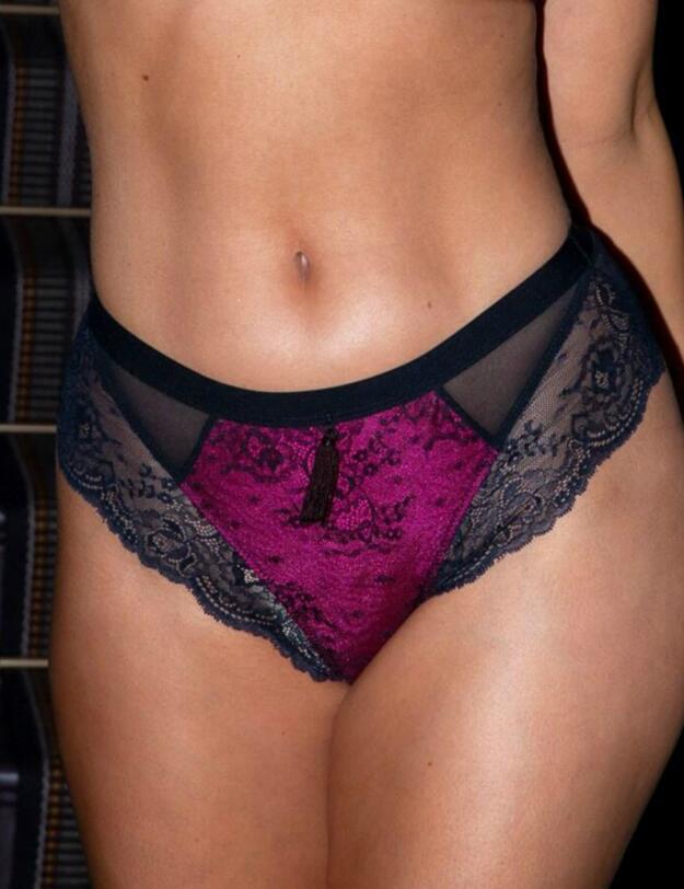 16106 Pour Moi Sensation High Leg Brief - 16106 Black/Fuchsia