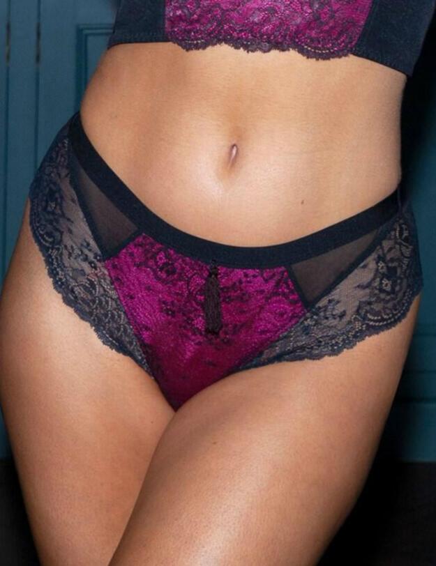 16106 Pour Moi Sensation High Leg Brief - 16106 Black/Fuchsia